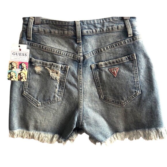 GUESS- EST. 1981 JENNIFER LOPEZ COLLABORATION WOMENS DISTRESSED SHORTS SIZE 25 - Picture 3 of 9